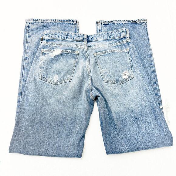 Zara Ripped Straight Leg Distressed Denim Jeans Light Wash Size 6 - Picture 5 of 9